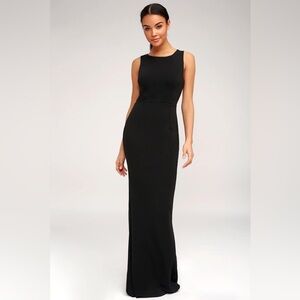 Lulus Backless Mermaid Baddie Mine Black Maxi Dress - Medium